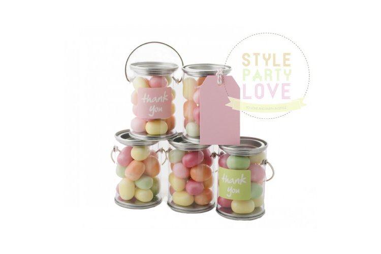 Clear Mini Paint Cans with lid & handle