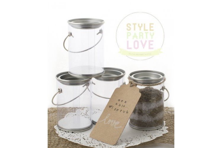 Clear Mini Paint Cans with lid & handle